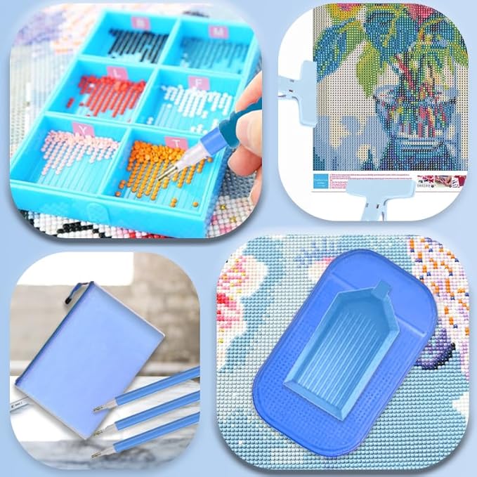 NLXCXUCY 244Pcs Diamond Art Accessories Kit All-Inclusive Diamond Painting Tool Set with A3 Diamond Painting Light Pad,Diamond Art Sealer Glue, Diamond Correction Pens, Storage Box for DIY Craft