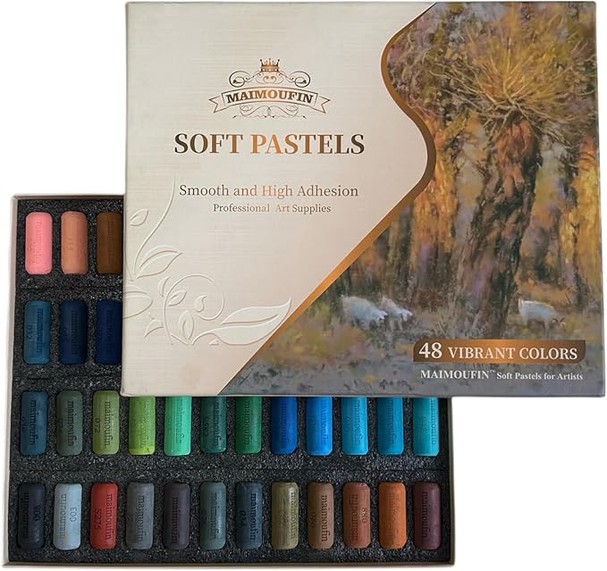 Soft Pastels for Artists Highly Pigmented Sticks 48 Vibrant Colors Professional Grade Art Supplies Smooth Blendable Pastels Set for Drawing,Painting Artists,Beginner