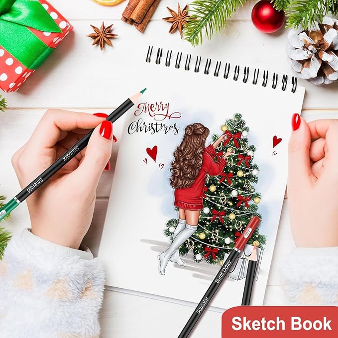 Art Supply Set - Sketching & Drawing Kit, Sketchbook Art Paper for Adult Artists, Soucolor 9" x 12" Sketch Book, 2 Pack 100 Sheets Spiral Bound Sketchbook, Acid Free