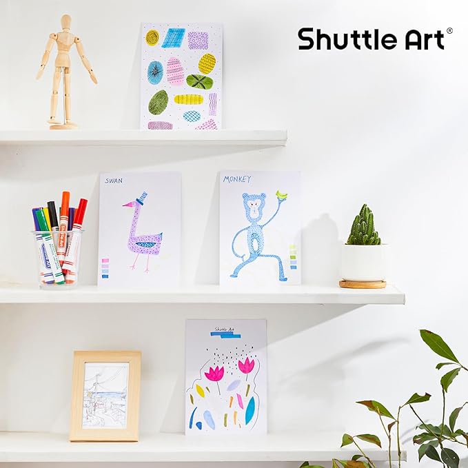 Shuttle Art 216 Pack Washable Markers, 8 Assorted Colors Broad Line Conical Tip Large Markers Bulk with a Box, Bonus Caps, Home Classroom School Supplies for Adults Students Teachers…