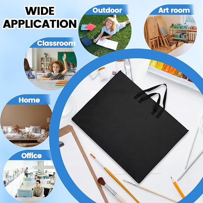 Abbylike 24 x 36 Inch Art Portfolio Bag Large Waterproof Nylon Carry Case Shoulder Strap Poster Board Painting Drawing Sketch Storage Artist Portfolio for Students Artwork Gift Supplies(Black)