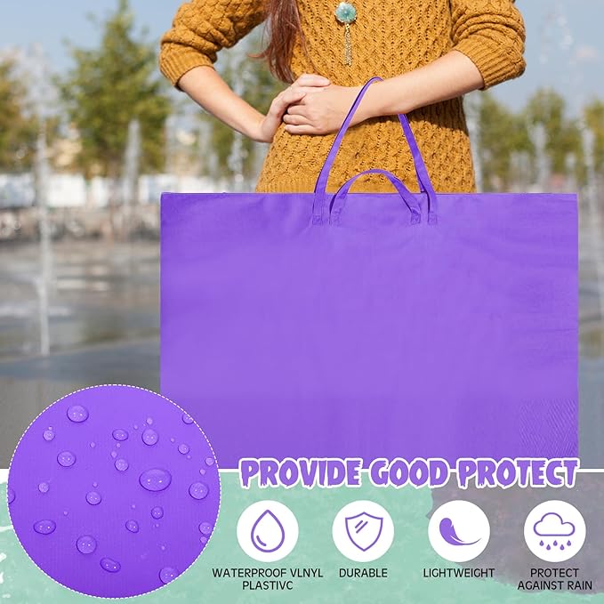 Abbylike 1 Pcs 48 x 36 Inch Art Portfolio Bag Large Size Art Supply Bag with Nylon Shoulder Waterproof Poster Board Painting Drawing Sketch Storage Carry Case for Artwork Gift Supplies (Purple)