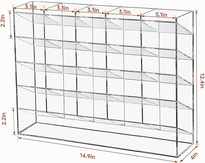 BEYGORM Acrylic Vertical Marker Organizer for 310 Markers with 26 Compartments, Clear Angled Pen & Pencil Holder, Large Desk Stationery & Art Supply Storage for Office & School (14.9 x 12.4 x 4 Inch)
