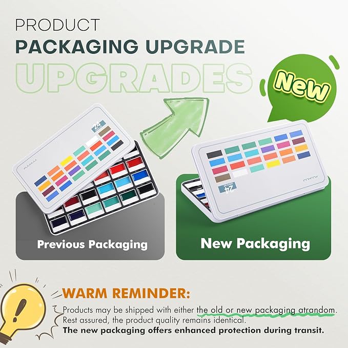Fuumuui 24 Opaque Semi-Moist Watercolor Paint Set, Vivid Bright Professional Art Supplies with Strong Pigments & Coverage, for Artists Beginner Painters Amateur Hobbyists Painting
