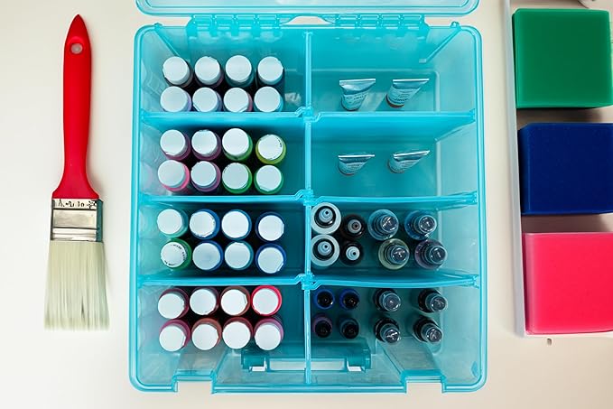 ArtBin 6990AA Super Satchel Double Deep Compartment Box - Art Storage with 8 Removable Compartments, Smart Closure for Craft Supplies (Aqua Mist- Pack of 1)
