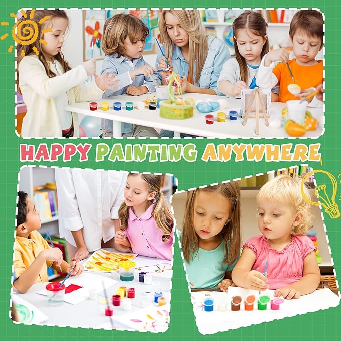 ESRICH 18 Set Mini Acrylic Paint Kit, Minis Stretched Canvas with Easel, Acrylic Paint Strips, Palettes, Painting Brushes, Mini Canvas and Easel Set for Kids Artists Beginner, Gifts