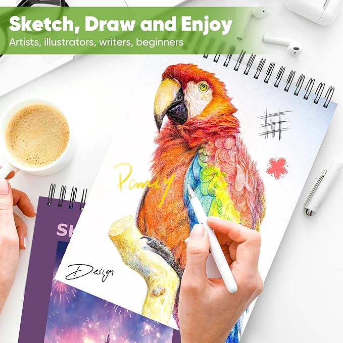 Soucolor 9"x12" Sketch Book for Women Sketch Book, 100 Sheets (68lb/100gsm) Drawing Paper, Art Supplies for Kids, 1-Pack Art School Supplies