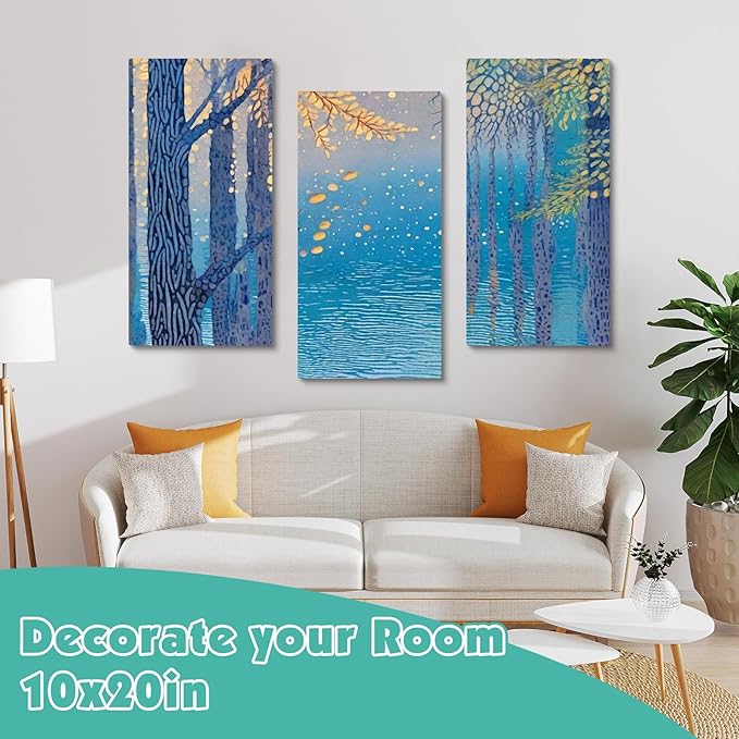 ESRICH Long Canvas for Painting 24x48 Inch, 3Pack Stretched Canvas for Painting, Primed Acid-Free Cotton Rectangular Blank Canvases, Art Paint Canvases for Oil,Watercolor,Acrylic Paint,Gouache