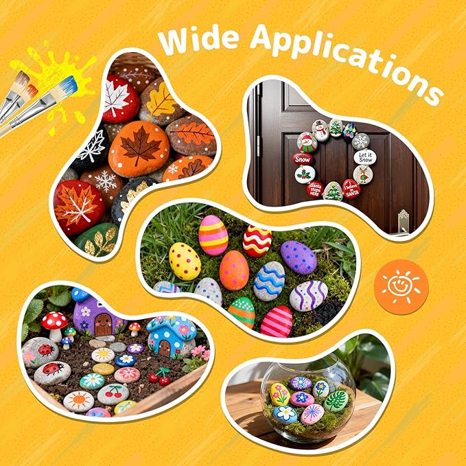 Simetufy 30 Pcs Rocks for Painting, 2"-3" Painting Rock, Flat & Smooth Natural Stones to Paint, Art & Crafts for Kids & Adults