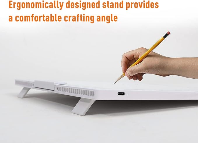 YINGWOND Rechargeable A4 LED Light Pad w/Built-in Riser Stands, 6 Levels of Brightness, Type-c Charging Port, Evenly Illuminated Light Box for Tracing, and Diamond Painting- (White)