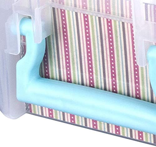ArtBin 6925AA Semi Satchel with Removable Dividers, Portable Art & Craft Organizer with Handle, [1] Plastic Storage Case, Clear - Aqua Accents (Pack of 4)