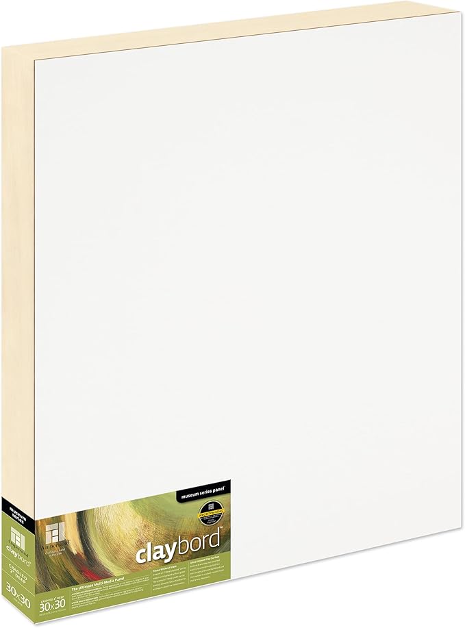 Ampersand Art Supply Claybord | 30" x 30" | 2" Cradled Profile | Kaolin Clay Painting Panel for Acrylic, Ink, Watercolor & Mixed Media | Canvas & Paper Alternative