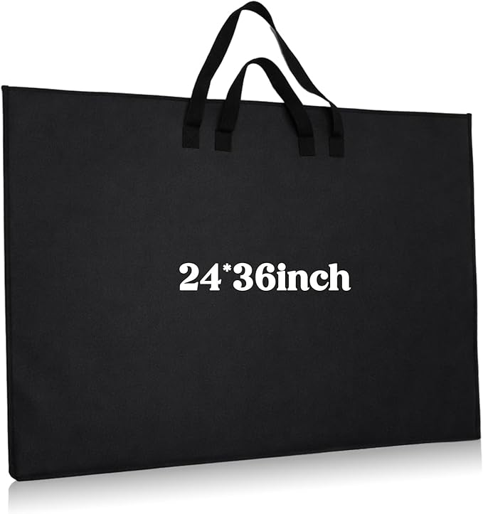 Abbylike 24 x 36 Inch Art Portfolio Bag Large Waterproof Nylon Carry Case Shoulder Strap Poster Board Painting Drawing Sketch Storage Artist Portfolio for Students Artwork Gift Supplies(Black)