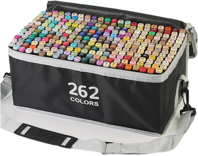 262-Color Dual-Tip Markers Set with Shoulder Bag - Art Markers for Coloring, Drawing & Sketching -Gift for Kids, Teens, Artists