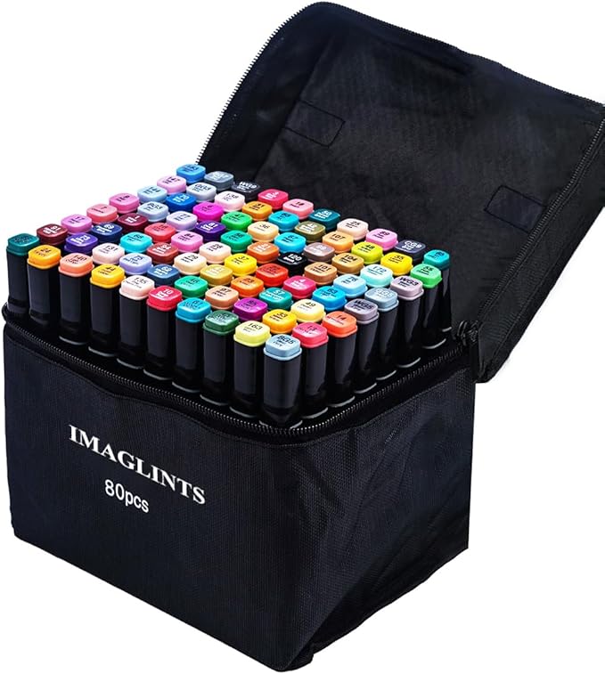 Alcohol Markers 80 Colors with Base Drawing Pen Dual Tip Art Markers for Sketch Anime Illustrations