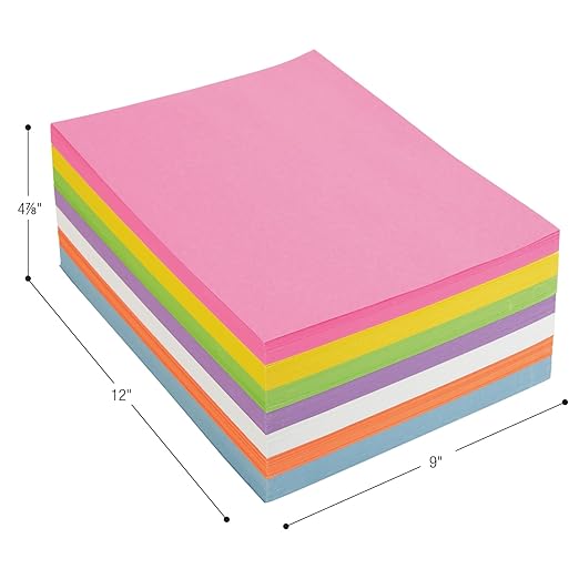 Colorations Construction Paper for Kids - 7 Colors - 3600 Bulk Sheets of 9X12 - Assorted Pack of Heavy-Duty Craft Paper