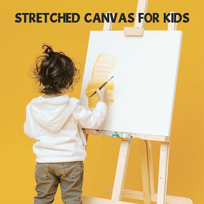 ESRICH Stretched Canvas for Painting 12 x 12 Inch, 10 Pack Blank Canvas -5/8 Inch Profile Primed Cotton White Canvases for Painting for Oil & Acrylic Paint, Art Canvases for Painting for Adult & Kids.