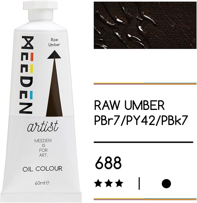 MEEDEN Artist Grade Oil Paint: Raw Umber - 60ml/2oz Tube - Professional Art Paints for Canvas Painting