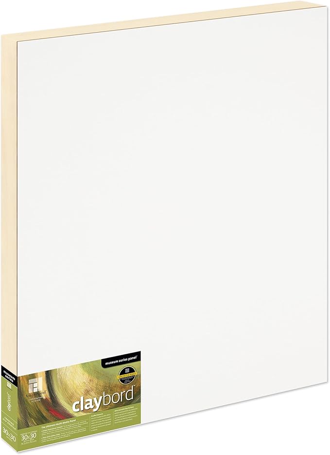 Ampersand Art Supply Claybord | 30" x 30" | 1-1/2" Cradled Profile | Kaolin Clay Painting Panel for Acrylic, Ink, Watercolor & Mixed Media | Canvas & Paper Alternative