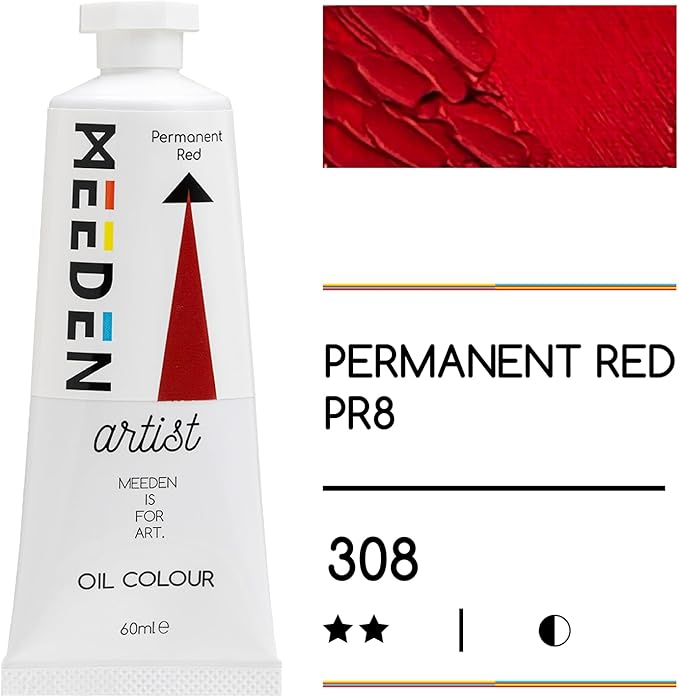 MEEDEN Artist Grade Oil Paint: Permanent Red - 60ml/2oz Tube - Professional Art Paints for Canvas Painting