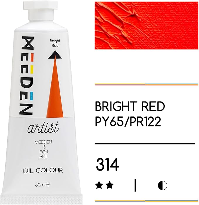 MEEDEN Artist Grade Oil Paint: Bright Red - 60ml/2oz Tube - Professional Art Paints for Canvas Painting