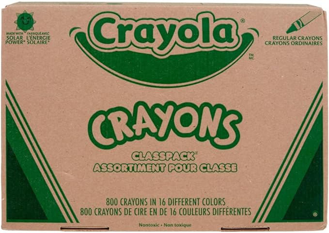 Crayola Bulk Crayon Classpack - 800ct (16 Colors), Bulk Teacher Supplies & Classroom Essentials for School, Arts & Crafts Crayons for Kids, Ages 3, 4, 5