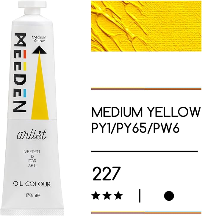 MEEDEN Artist Grade Oil Paint: Medium Yellow - 170ml/5.7oz Tube - Professional Art Paints for Canvas Painting