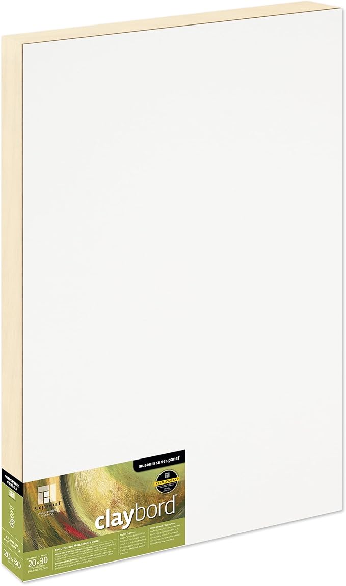 Ampersand Art Supply Claybord | 20" x 30" | 1-1/2" Cradled Profile | Kaolin Clay Painting Panel for Acrylic, Ink, Watercolor & Mixed Media | Canvas & Paper Alternative