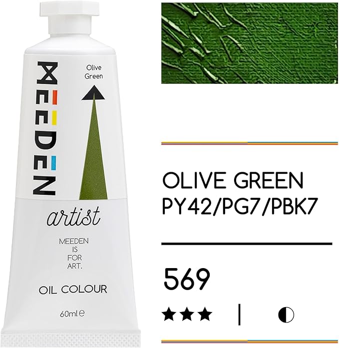 MEEDEN Artist Grade Oil Paint: Olive Green - 60ml/2oz Tube - Professional Art Paints for Canvas Painting