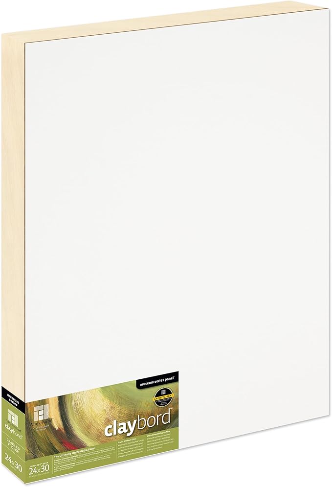 Ampersand Art Supply Claybord | 24" x 30" | 2" Cradled Profile | Kaolin Clay Painting Panel for Acrylic, Ink, Watercolor & Mixed Media | Canvas & Paper Alternative