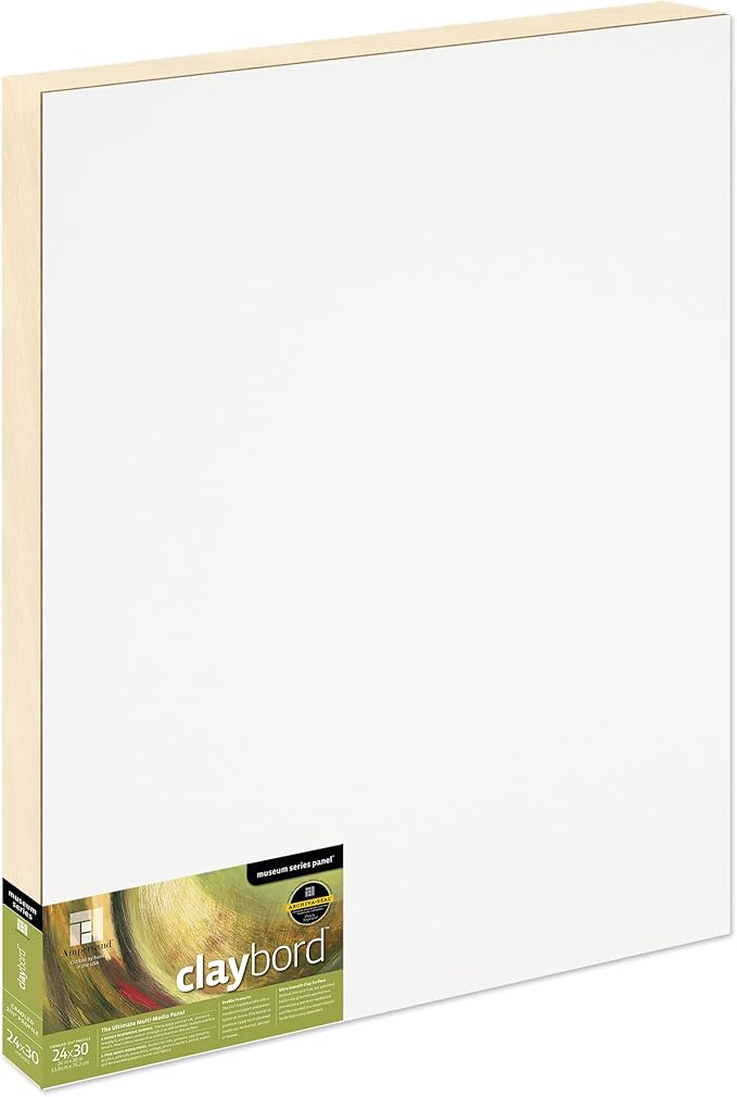 Ampersand Art Supply Claybord | 24" x 30" | 1-1/2" Cradled Profile | Kaolin Clay Painting Panel for Acrylic, Ink, Watercolor & Mixed Media | Canvas & Paper Alternative