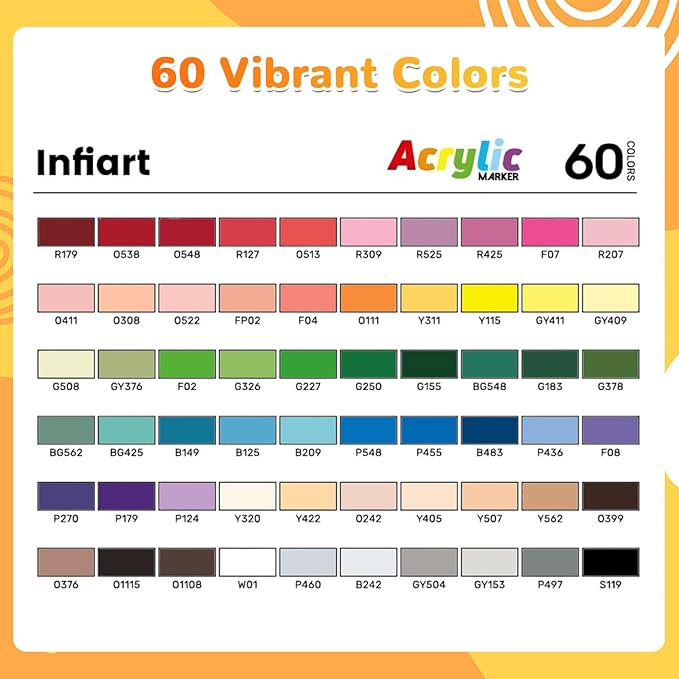 60 Colors Acrylic Paint Markers Brush Tip, Automatic Ink Control Acrylic Paint Pens Waterproof Acrylic Markers Set for Holiday Decorations, Stone, Wood, Glass, DIY & Art Supplies