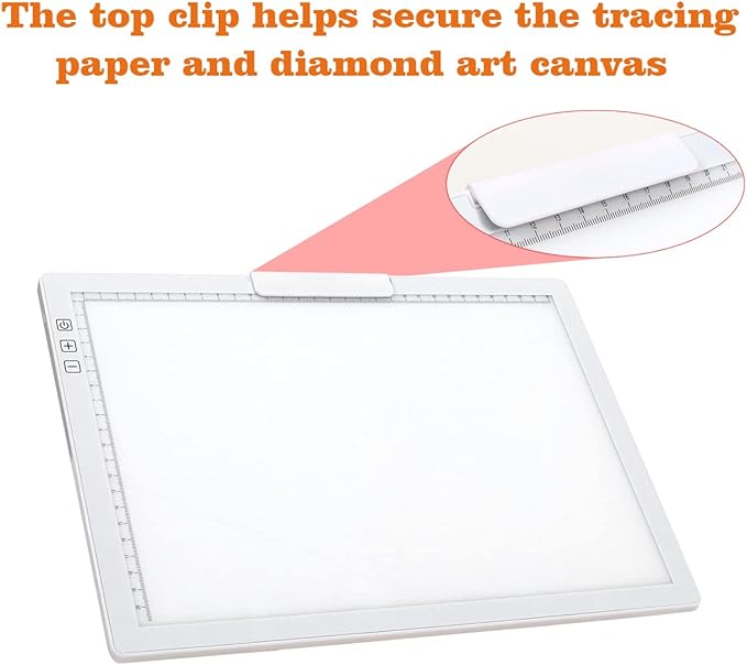 YINGWOND Rechargeable A4 LED Light Pad w/Built-in Riser Stands, 6 Levels of Brightness, Type-c Charging Port, Evenly Illuminated Light Box for Tracing, and Diamond Painting- (White)