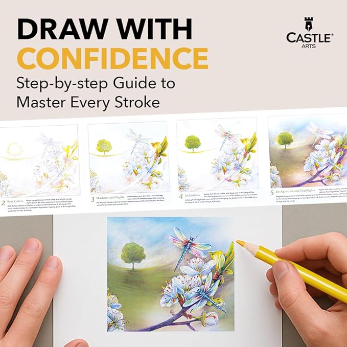 Castle Art Supplies 72 Spring Colored Pencils Set | Wax-Based Pencils with Soft, Smooth Cores | Spring-Inspired Palette for Adult Artists | Organized in Display Tin | Seasons Collection