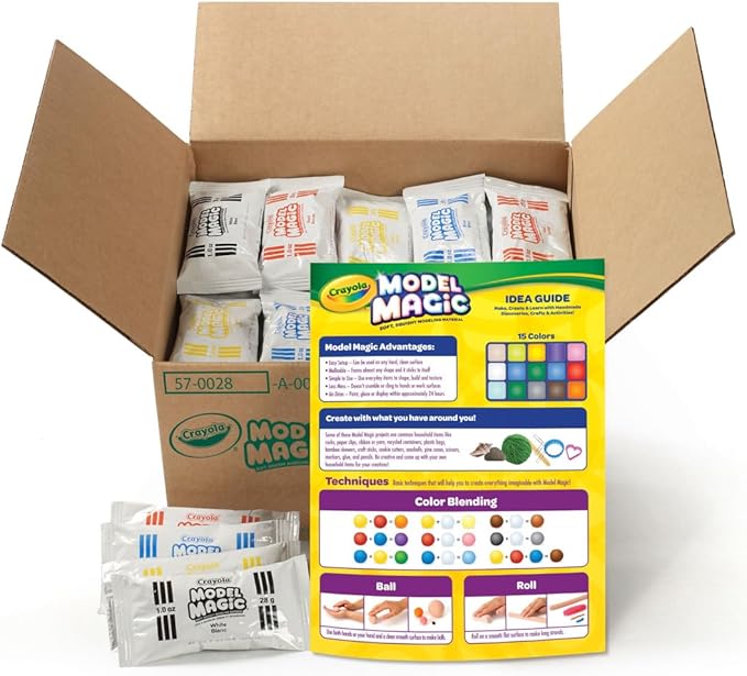 Crayola Model Magic (30 Pack), Air‑Dry Modeling Material for Kids, Soft Modeling Clay Alternative for Arts & Crafts, 15 Colors, 1 oz Packs, Classroom Supplies