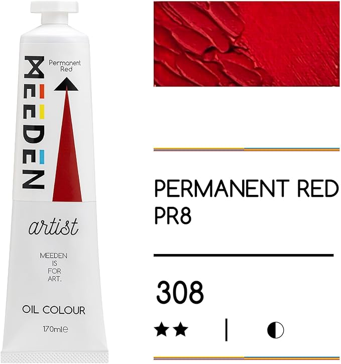 MEEDEN Artist Grade Oil Paint: Permanent Red - 170ml/5.7oz Tube - Professional Art Paints for Canvas Painting