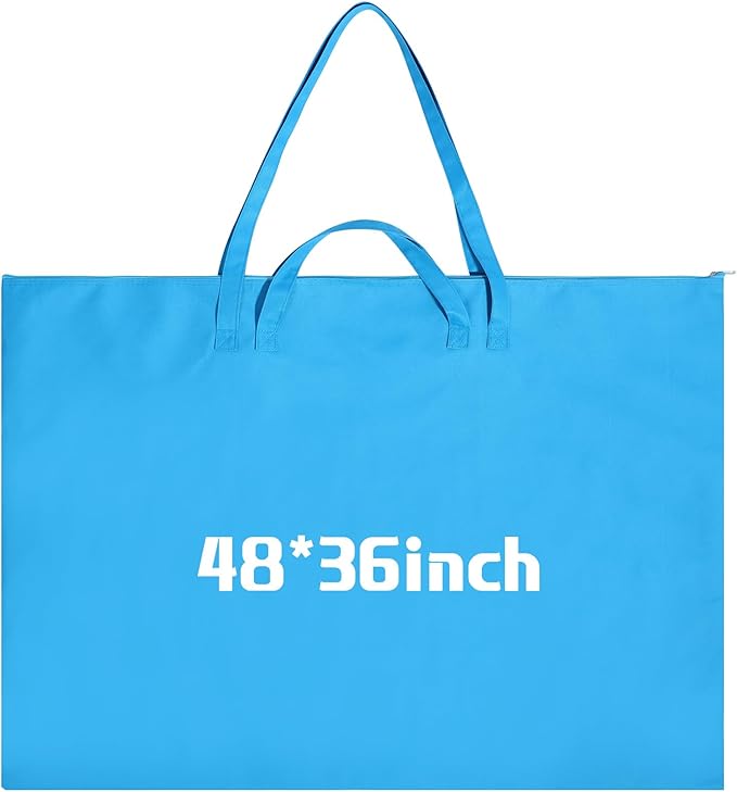 Abbylike 1 Pcs 48 x 36 Inch Art Portfolio Bag Large Size Art Supply Bag with Nylon Shoulder Waterproof Poster Board Painting Drawing Sketch Storage Carry Case for Artwork Gift Supplies (Blue)