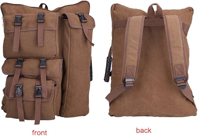 Walfront Art Portfolio Artist Backpack Coffee Canvas Artist Portfolio Carry Case Storage Backpack, Art Supply Tote Bag with Handheld Strap Multi-functional Sketching Drawing Painting Portfolio, 4K
