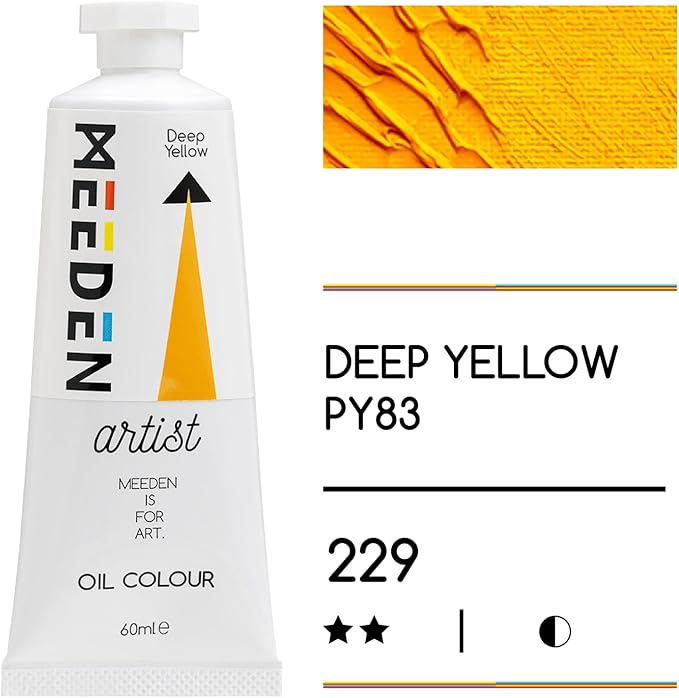 MEEDEN Artist Grade Oil Paint: Deep Yellow - 60ml/2oz Tube - Professional Art Paints for Canvas Painting