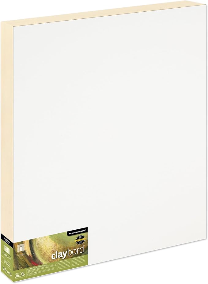 Ampersand Art Supply Claybord | 36" x 36" | 2" Cradled Profile | Kaolin Clay Painting Panel for Acrylic, Ink, Watercolor & Mixed Media | Canvas & Paper Alternative