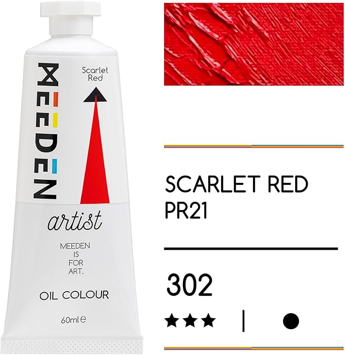 MEEDEN Artist Grade Oil Paint: Scarlet Red - 60ml/2oz Tube - Professional Art Paints for Canvas Painting