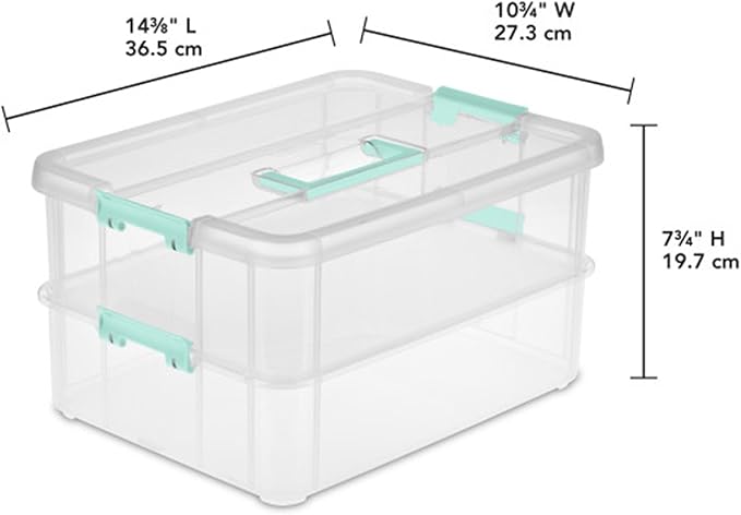 STERILITE Convenient Home 2-Tier Layer Stack Carry Storage Box, Clear 12-Pack 12 X 1