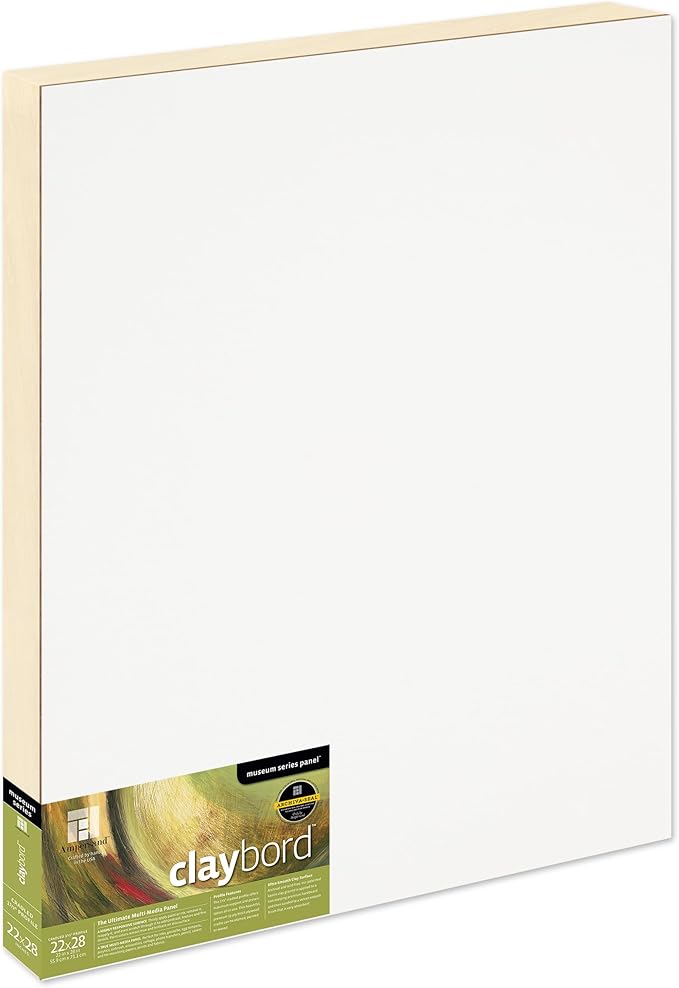 Ampersand Art Supply Claybord | 22" x 28" | 1-1/2" Cradled Profile | Kaolin Clay Painting Panel for Acrylic, Ink, Watercolor & Mixed Media | Canvas & Paper Alternative