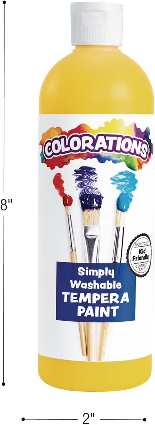 Colorations Paraben-Free Washable Tempera Paint Set, 19 Colors, Non-Toxic, Vibrant, Kids' Art Supplies, Classroom Must Haves