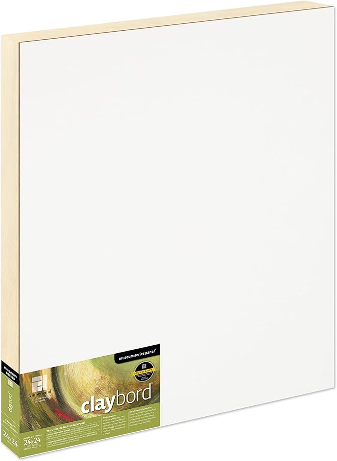 Ampersand Art Supply Claybord | 24" x 24" | 1-1/2" Cradled Profile | Kaolin Clay Painting Panel for Acrylic, Ink, Watercolor & Mixed Media | Canvas & Paper Alternative
