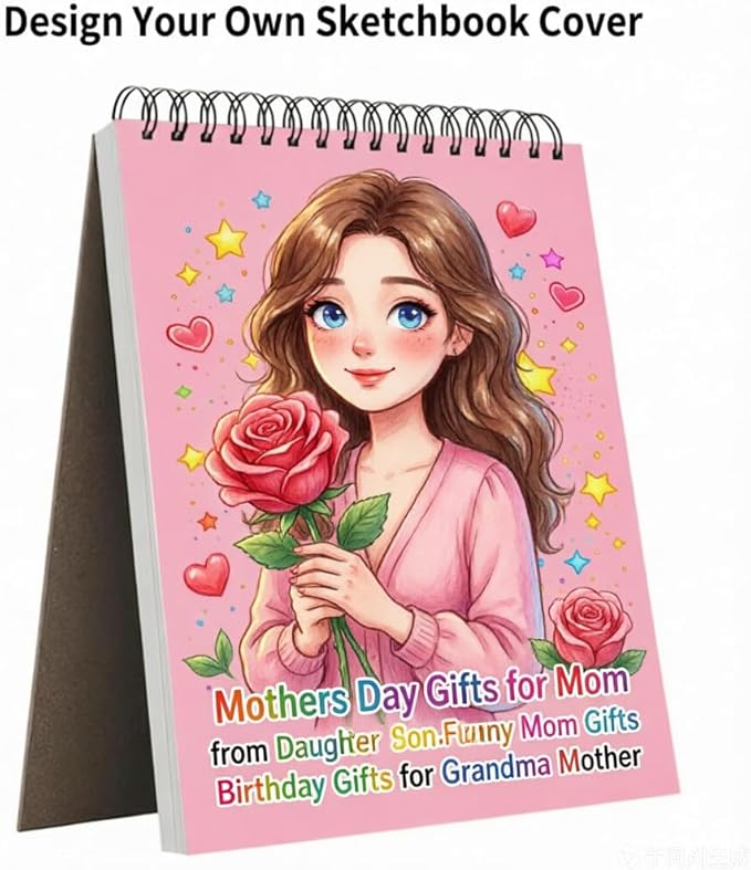Soucolor Cute Sketchbook 9" x 12" for Women, 1-Pack 100 Sheets Spiral Notebook Drawing Pad, Pastel Art Supplies for Artists, Arts and Crafts Gifts Set for Adults