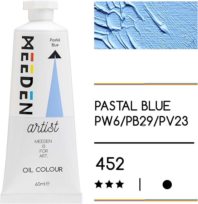 MEEDEN Artist Grade Oil Paint: Pastal Blue - 60ml/2oz Tube - Professional Art Paints for Canvas Painting