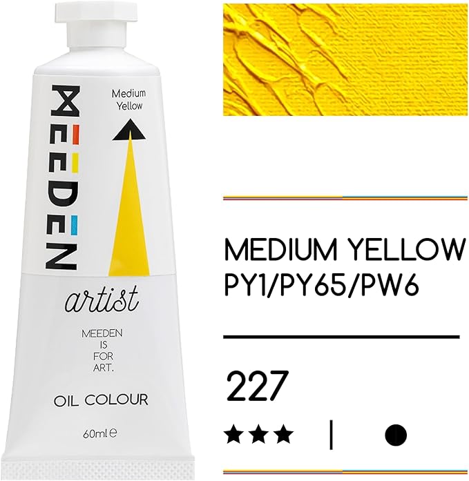 MEEDEN Artist Grade Oil Paint: Medium Yellow - 60ml/2oz Tube - Professional Art Paints for Canvas Painting
