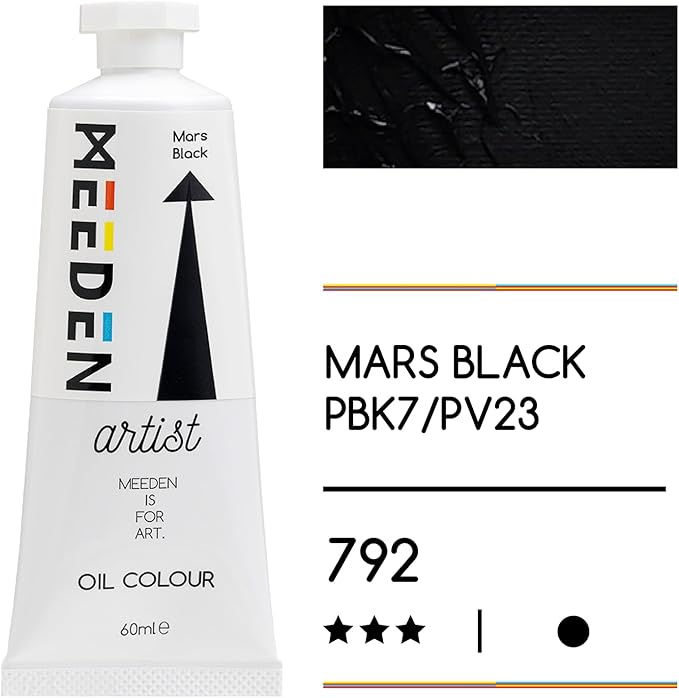 MEEDEN Artist Grade Oil Paint: Mars Black - 60ml/2oz Tube - Professional Art Paints for Canvas Painting