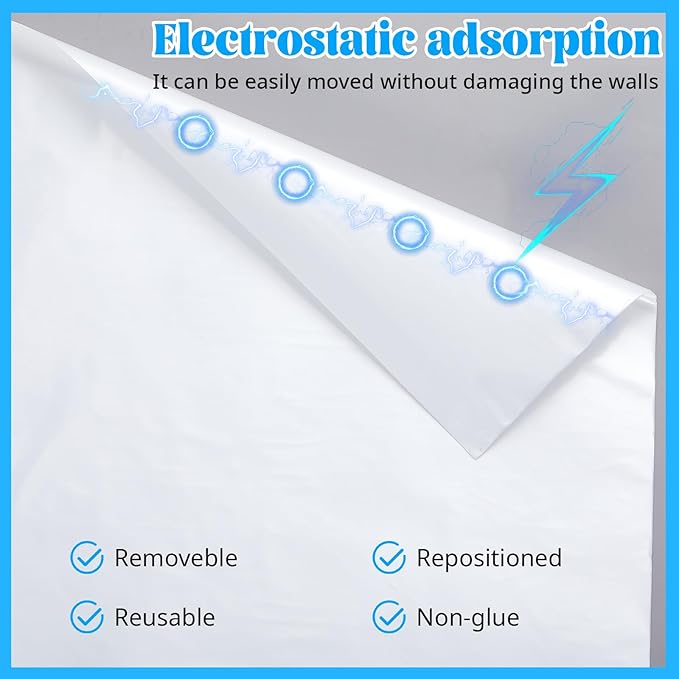 Lincia Static Cling Dry Erase Sheets, Removable Reusable Whiteboard Poster Paper for Wall, Portable White Board Dry Erase Wallpaper for School, Office Decor, Home and Art Projects (30in X 100ft)
